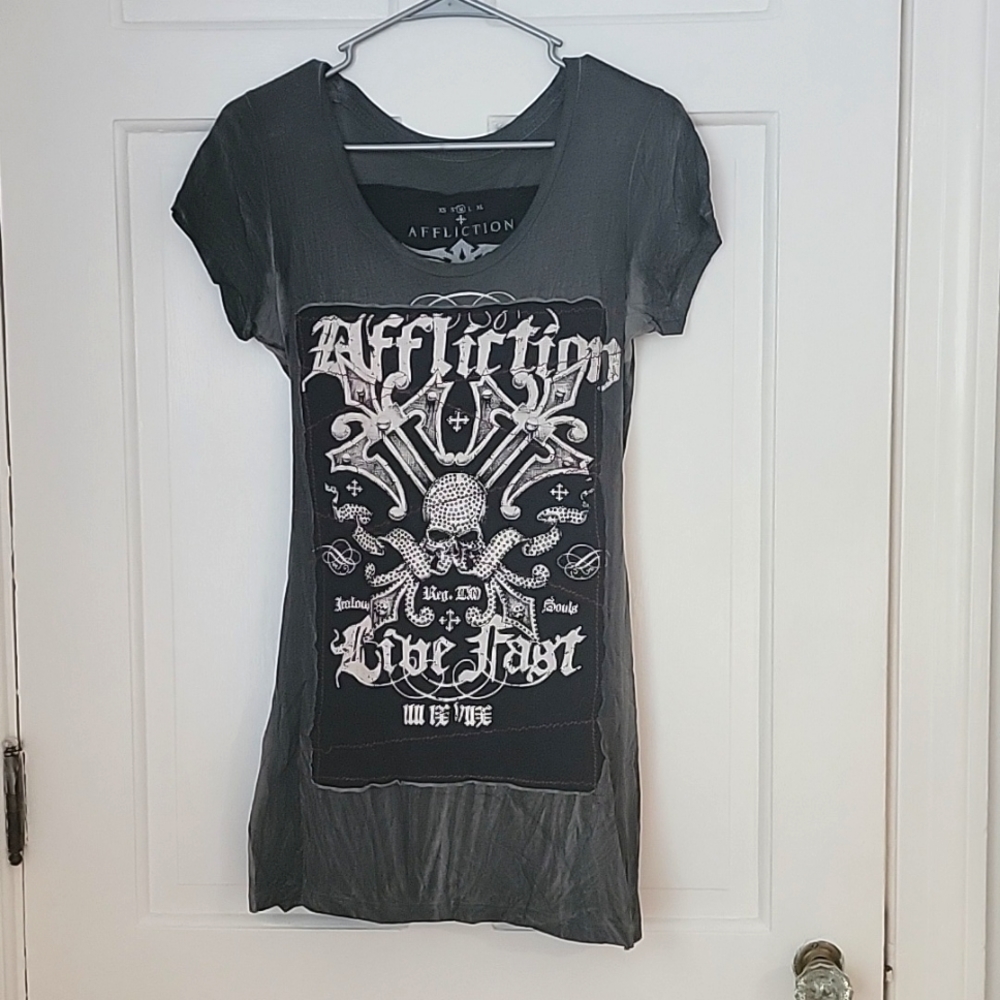 Affliction Gray T-Shirt Size M